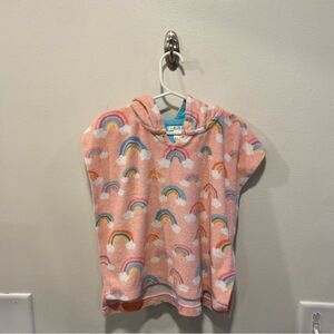 Pottery barn kids rainbow toweling poncho in size 12-18 months pink